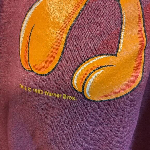 Vtg Tweety Bird Sweatshirt Mens Medium red Looney Tunes Warner Bros 90s Cartoon - Picture 5 of 10